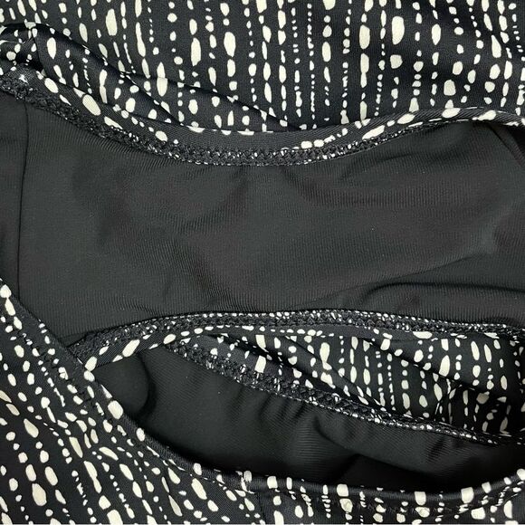 Athleta Hermosa One Piece Swimsuit Size Large Black White Dot Print Low Back - Picture 7 of 13